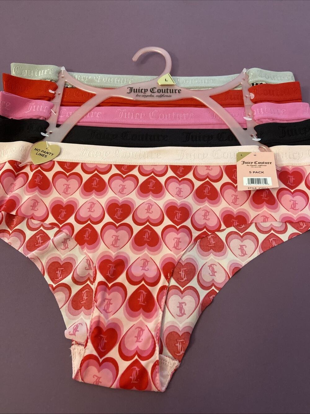 NEW! Juicy Couture Asst. Valentine 💘 Bikini Panty 5 Pack Set/ MSRP $44/ LARGE